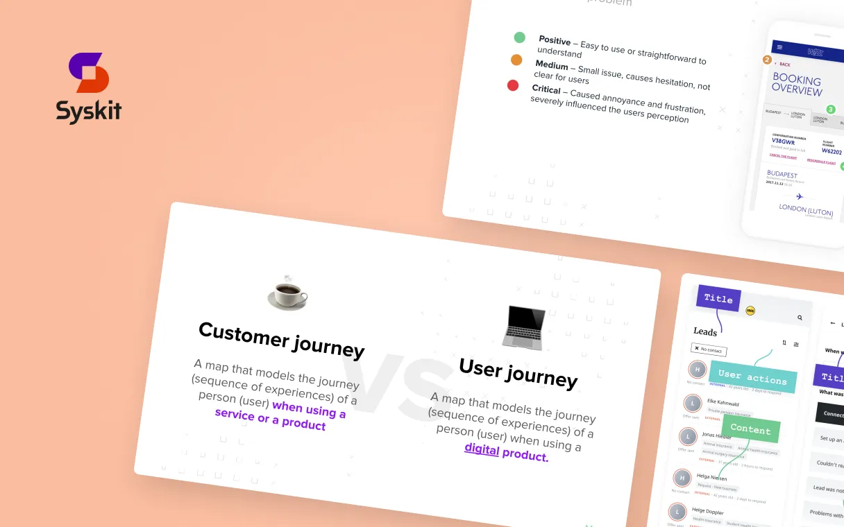 Screenshots of some slides that were used in the training related to customer and user journey.