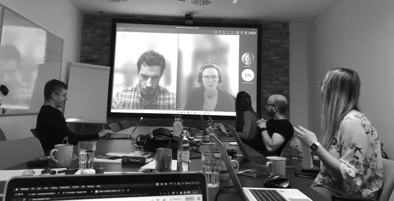 Picture of Syskit's team having one of the sessions with remote colleagues.
