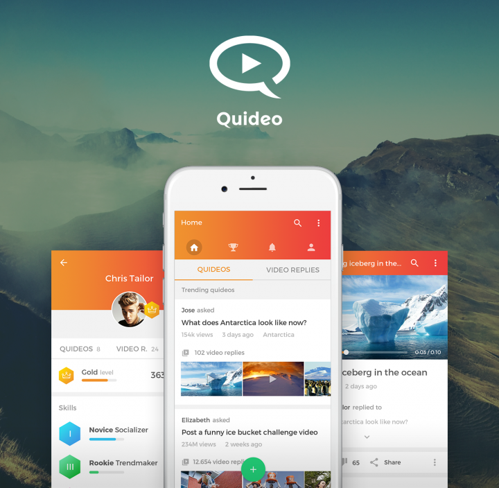 Quideo app screens