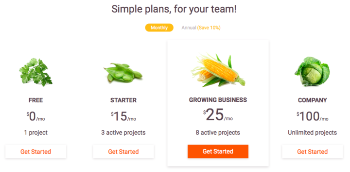 The Zeplin crew decided to visualize different pricing plans by vegetables. Who would expect this unusual approach from a collaboration tool for designers and developers?
