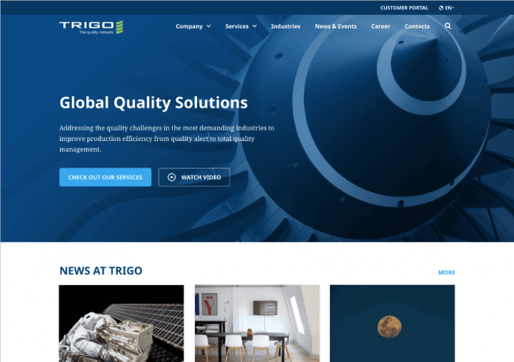 Example of business website design screen