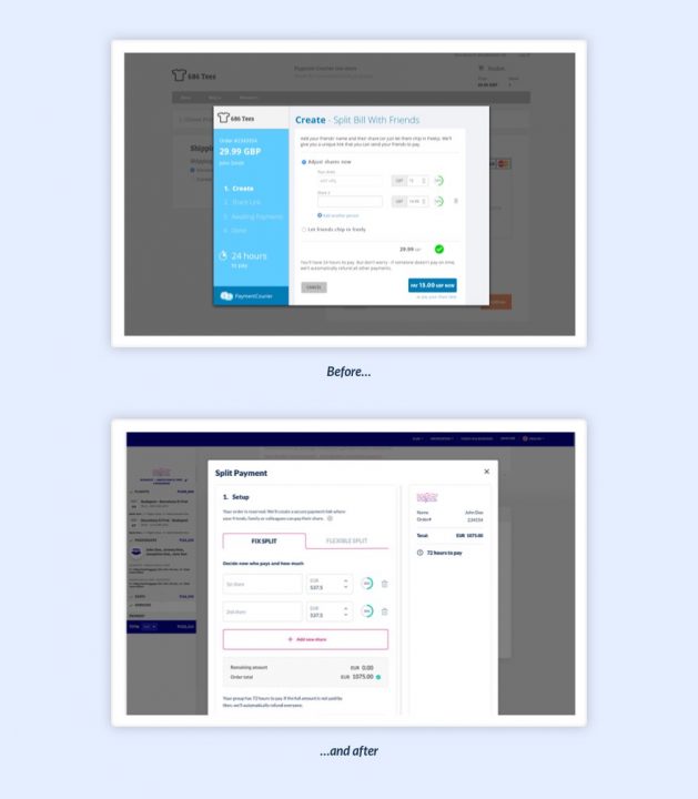 Split Expenses With Payment Plugin - UX Case Study - Before and After