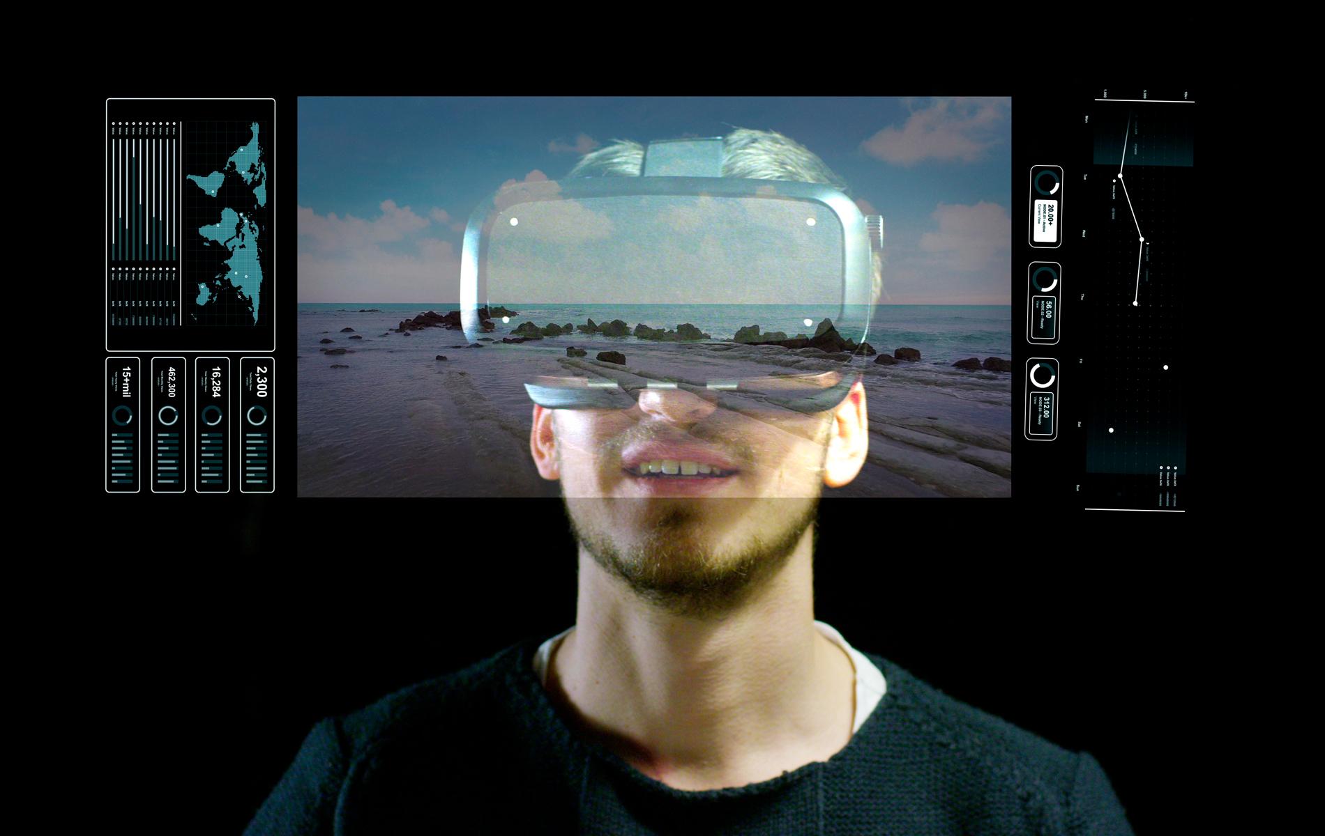 Парень в виртуальной реальности. Photo Booth augmented reality. Красивая картинка VR мужчина в очках рисунок. Interactive photo Booth augmented reality.