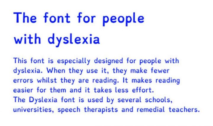 Legibility: Dyslexia font example