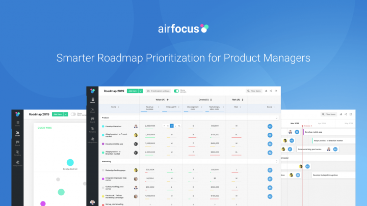 Screens from product management tool Airfocus