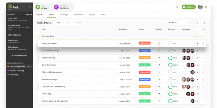 nTask product management tool