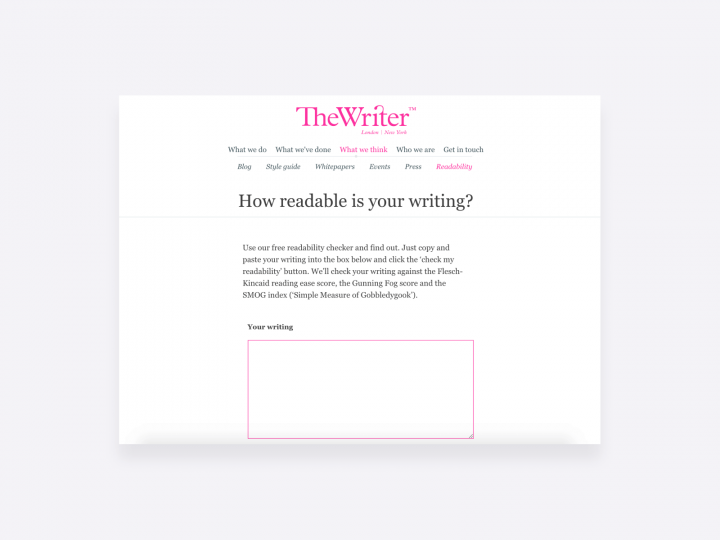 Readability tool by The Writer