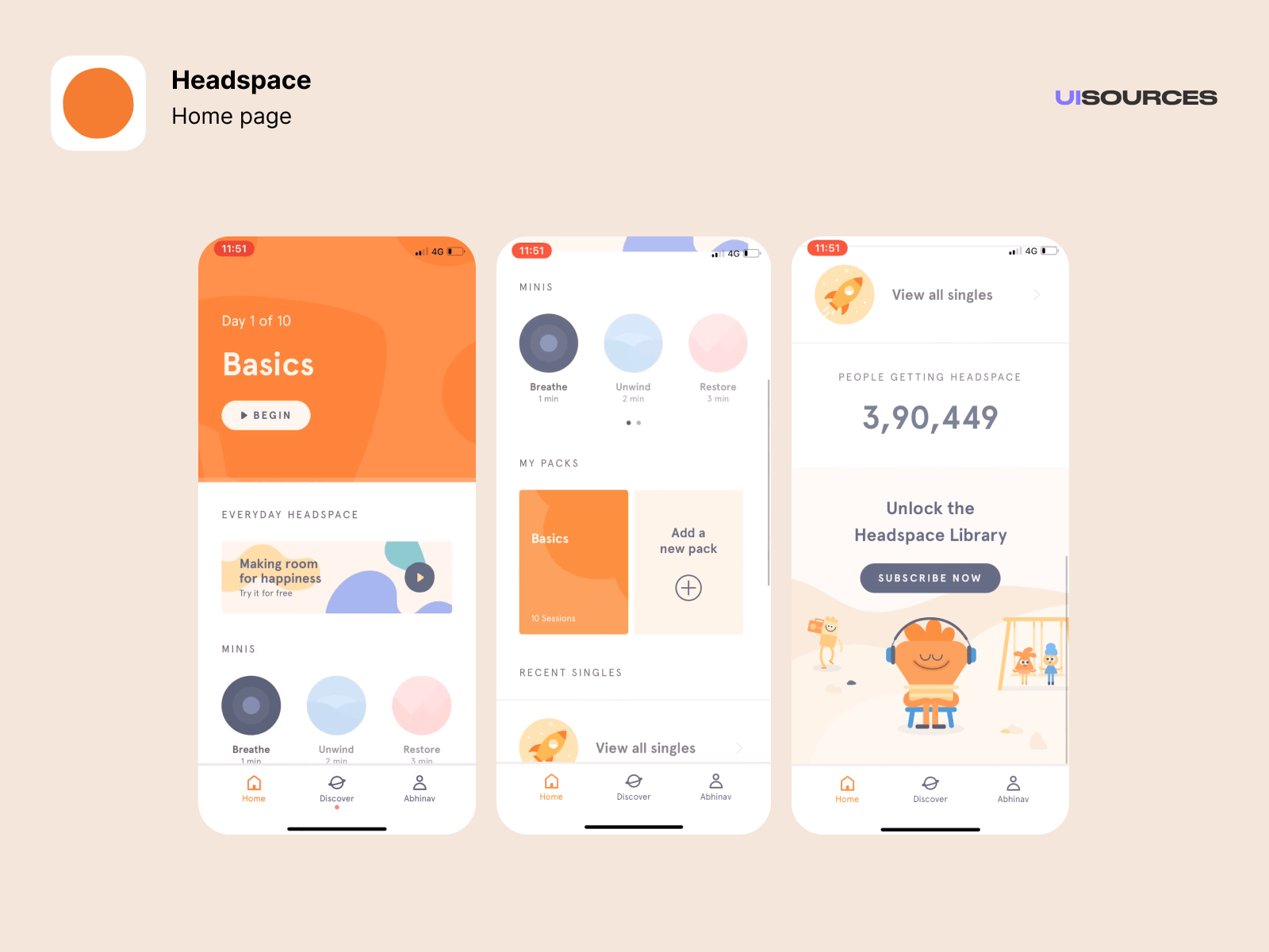 Mental health care apps examples: Headspace