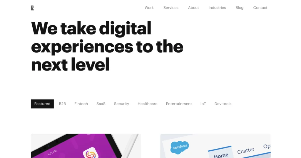 Taking digital experiences to the next level - Ramotion UX Design Agency's case study page.